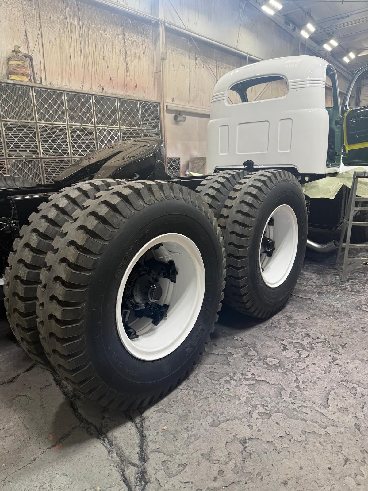 Truck cab in primer after sandblasting